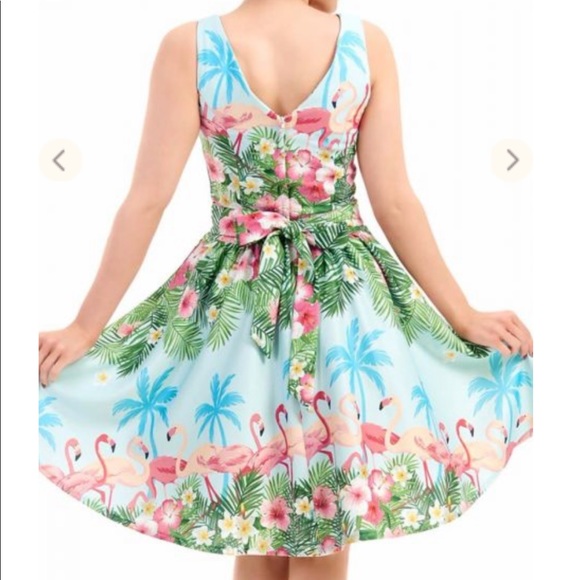 ✨ Lady Vintage Tea Dress Flamingo Border - Picture 2 of 5